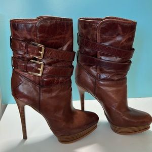 Sexy vintage MK leather boots in light brown, warm faux Sherpa/fleece lining